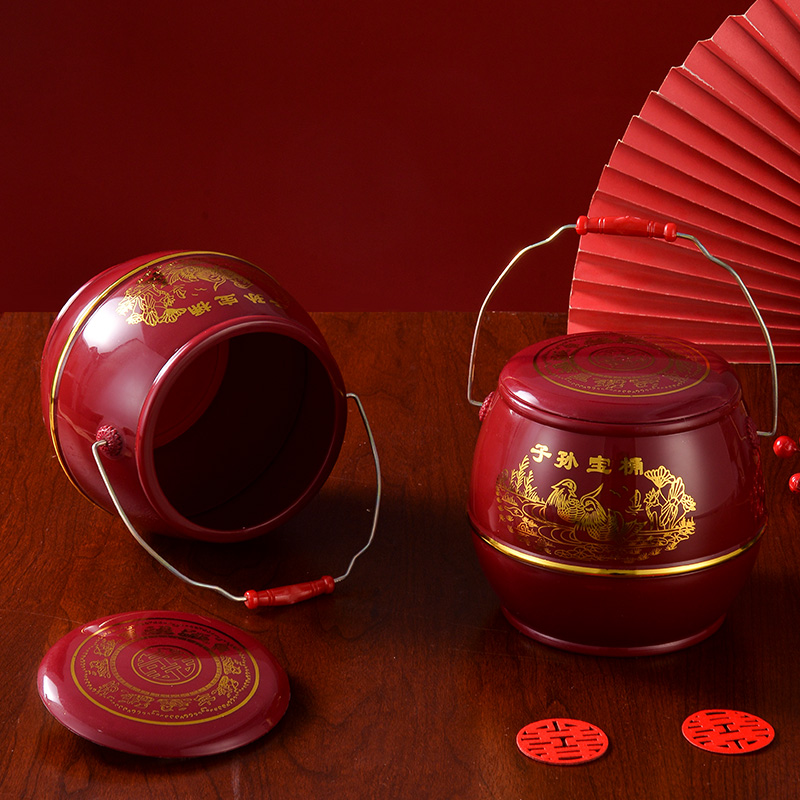 子孙喜桶结婚庆用品大全实木小号马桶陪嫁三件套装痰盂出嫁用喜事