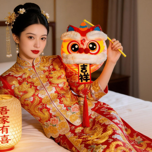 领证晨袍喜字手持提灯笼结婚拍照道具婚礼女方氛围感物件创意婚房