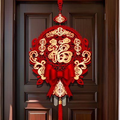 福字门贴2026马年立体挂饰绒布创意新年过年春节装饰入户大门