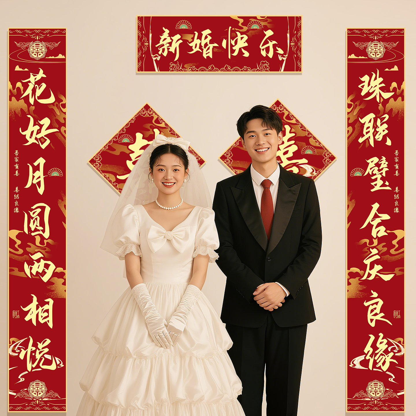 结婚对联晨袍农村男方大门入户门女方出嫁2025新款喜字装饰喜联