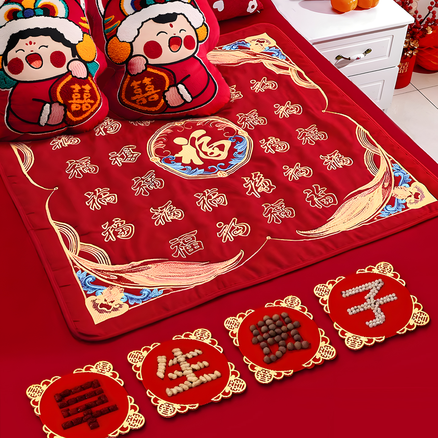 早生贵子坐福结婚2025新款压床娃娃新娘陪嫁用品高档玩偶婚庆公仔