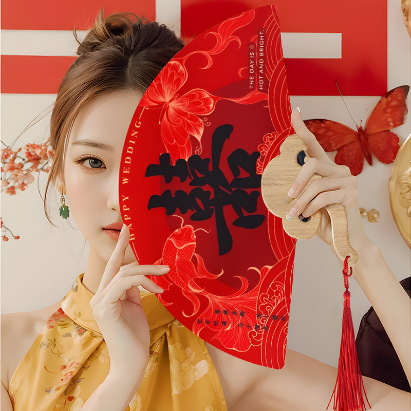 接亲伴娘团扇婚礼新娘晨袍拍照小道具结婚用品大全中式迎亲喜扇子