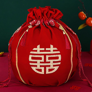 烫画红布包裹皮陪嫁喜盆包裹布 结婚包袱皮新娘备婚聚宝盆盖布中式