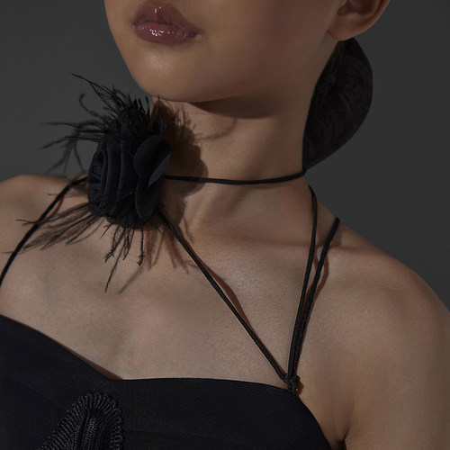 绑带花朵配饰拉丁舞服女童