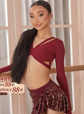 小小ZYM【芝芝草莓】上衣别致胸型设计拉丁舞服女童后背绑带25083