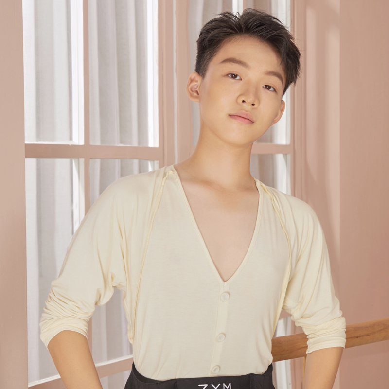 小小ZYM【Little Charlie】上衣v领宽松拉丁舞服男童别致线条N039