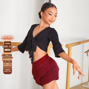小小ZYM【谧境】上衣系带设计感秋季拉丁舞练功服女童蝙蝠袖24065