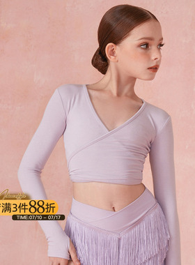 小小ZYM【彩色胶卷】上衣围裹式系带拉丁舞服女童多种穿法24078