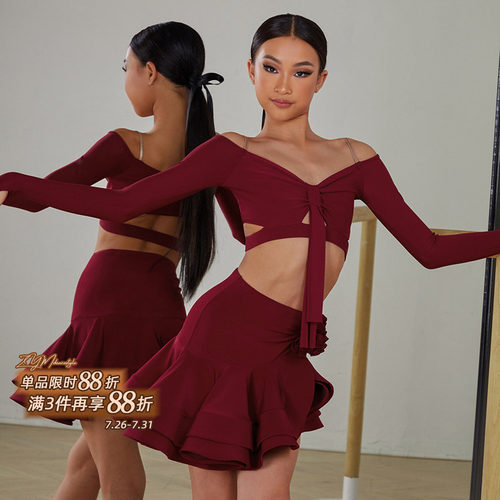 重工半身裙大摆裙拉丁舞服女童