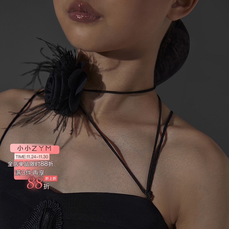 绑带花朵配饰拉丁舞服女童