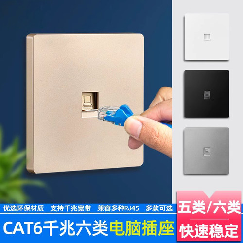 网线面板六类千兆双电脑