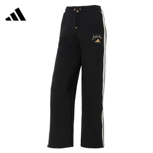 Adidas阿迪达斯新年款挺阔加厚针织高腰宽松运动阔腿裤KR0418