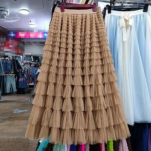 蛋糕裙 A加大千层网字长款 蓬蓬多色加肥妹半身裙MM纱裙胖大码 女装