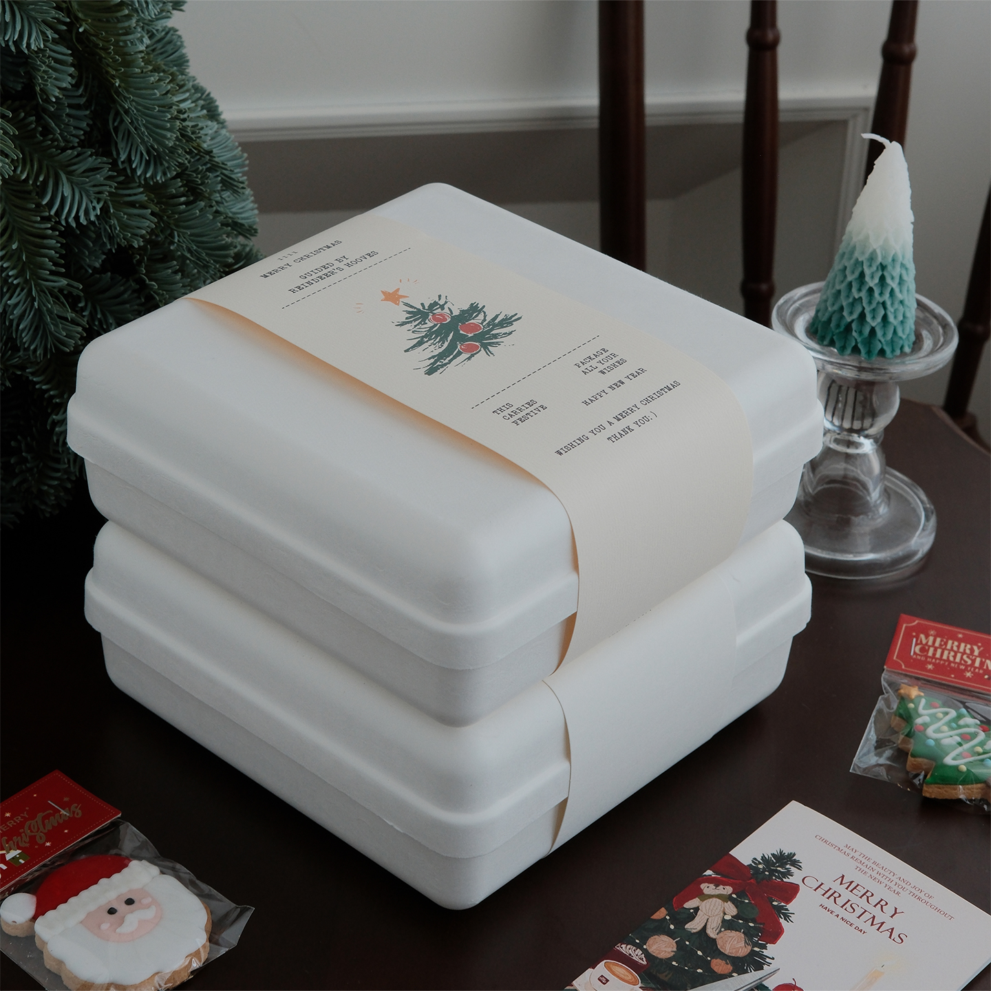 圣诞节礼物盒可降解纸浆春节礼盒伴手礼高创意颜值烘焙包装盒定制