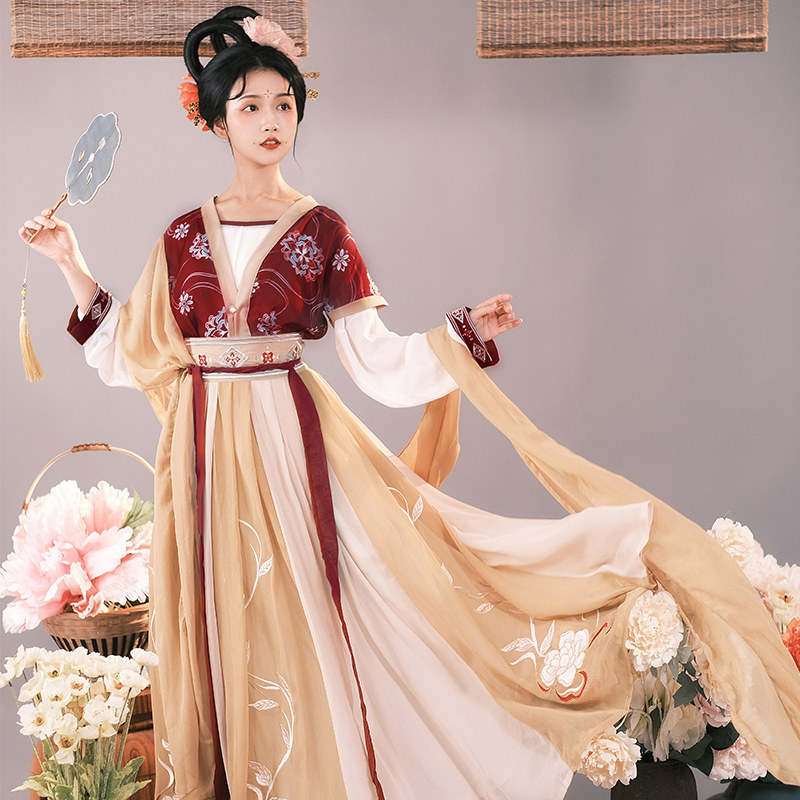 耀春醉芙蓉原创汉服女正品中国风超仙齐腰唐制褙子春秋季仙气襦裙