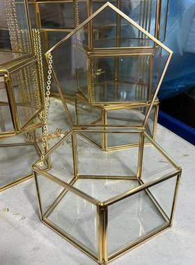 2025装饰摆件简约几何玻璃罩花房永生花盒家居创意手饰品收纳摆