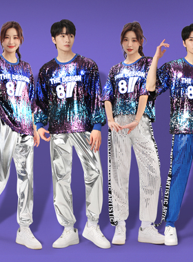 爵士舞演出服啦啦队服装女套装韩版女团成人中学生啦啦操表演服装