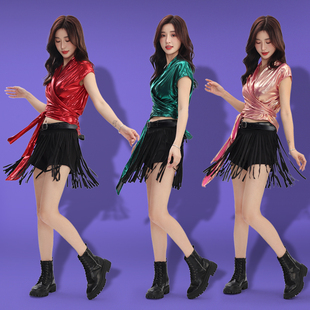 新款爵士舞演出服女成人DS亮片嘻哈现代舞舞蹈服学生啦啦队服套装