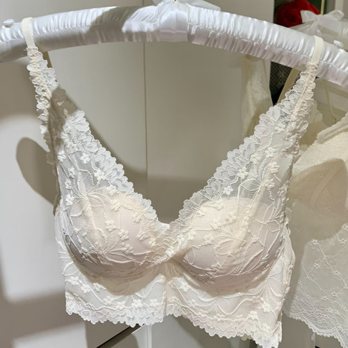 万络媞257法式仙女内衣V领蕾丝花边优雅精致薄款网纱轻盈美背文胸