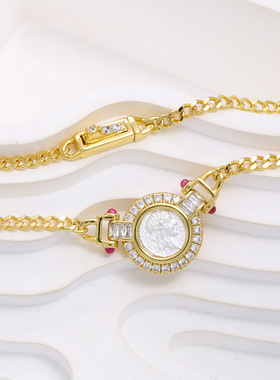 复古做旧人像古币水仙女项链新款925纯银设计感小众中性风高级感