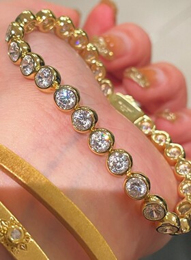 小红书同款925银镀金高碳钻人鱼泡泡手链日常搭配简约宴会聚餐