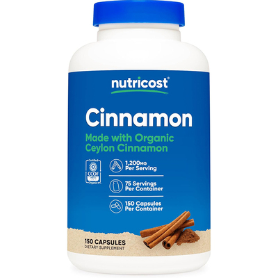 现货美国Nutricost Cinnamon有机肉桂(锡兰肉桂)150粒血糖平衡