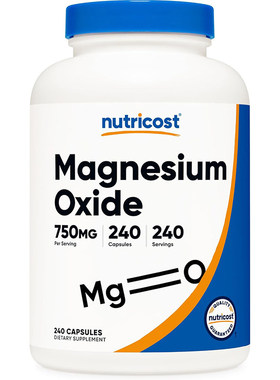 美国直邮Nutricost Magnesium Oxide氧化镁胶囊750mg240粒420mg镁