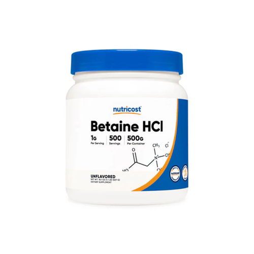 现货美国Nutricost Betaine HCl 甜菜碱盐酸盐粉末500g 帮助消化