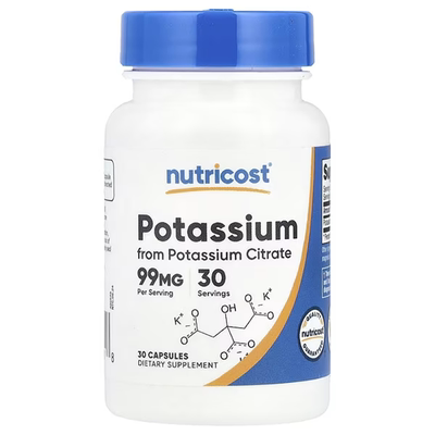 美国Nutricost Potassium Citrate柠檬酸钾 钾元素99毫克30粒胶囊