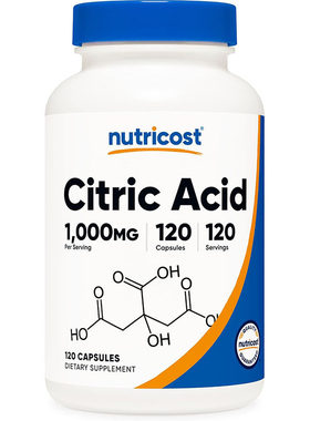 美国直邮Nutricost Citric Acid 柠檬酸1000mg*120粒胶囊
