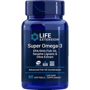 美国直邮Life Extension超级Omega-3 EPA/DHA深海鱼油软胶囊60粒