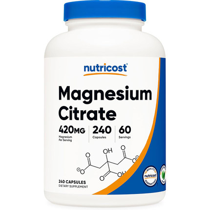 现货美国Nutricost Magnesium Citrate 柠檬酸镁420mg 240粒胶囊