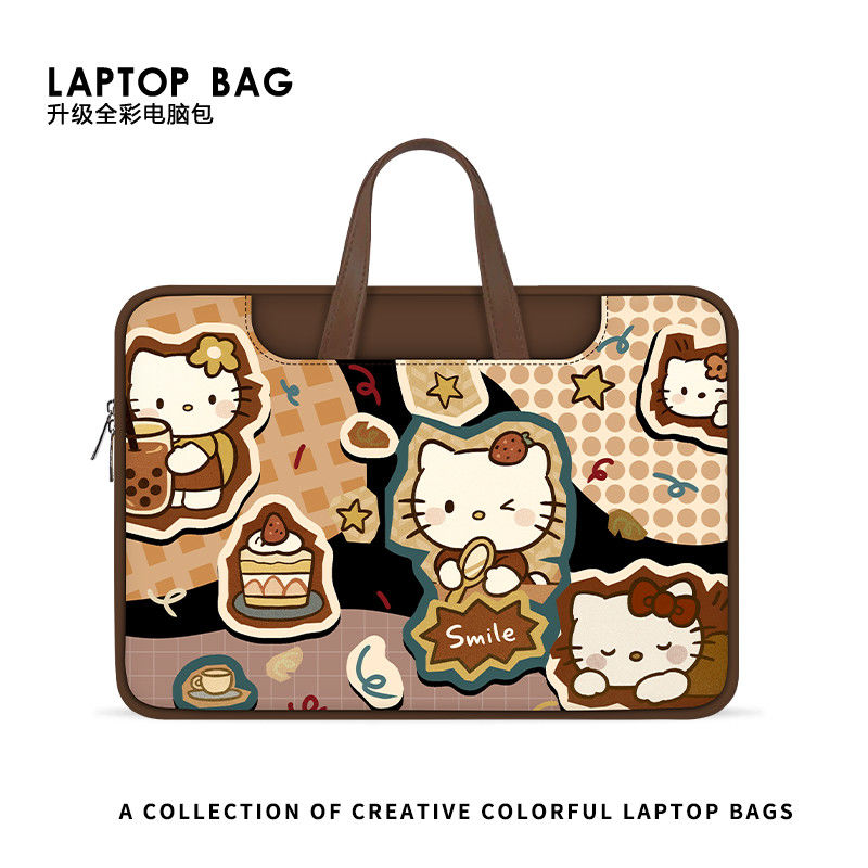 美食凯蒂猫笔记本电脑包适用手提苹果15.6寸华为matebook14联想14寸小新戴尔12寸女士新款通勤平板收纳包