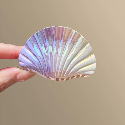 海边霞光镭射珠光贝壳抓夹