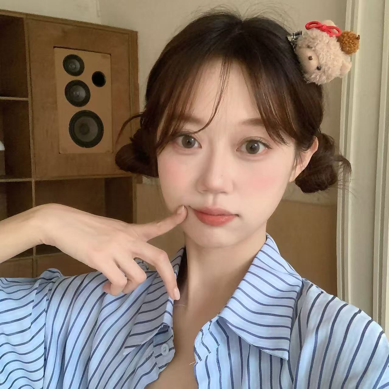 秋冬新款棕色毛球小熊发夹