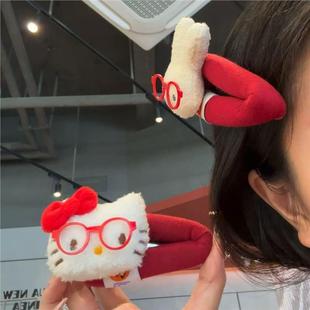 卡通眼睛KT猫米菲兔掰掰发夹少女碎发红色系侧边夹刘海发饰