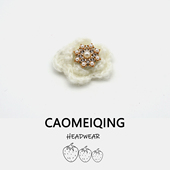 漫雪飞舞白色雪花水钻珍珠针织毛线发夹百搭圣诞氛围侧边装 饰