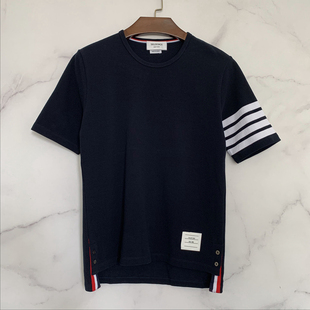 纯色前短后长四条杠圆领珠地棉短袖 夏季 BACK经典 TAYLOR T恤 新款