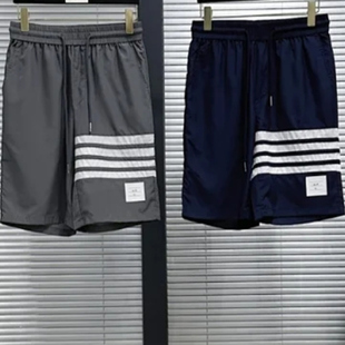简约元 四条白杠 素沙滩裤 短裤 定制聚酯纤维 2025夏季 休闲 新款