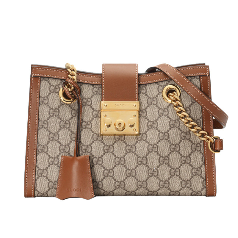 赵大喜推荐Gucci/古奇Padlock锁扣双G小号印花袋链条单肩手提女包