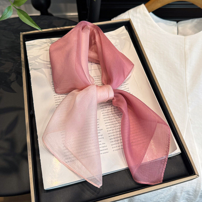 百搭渐变肉粉色真丝丝巾雪纺100%桑蚕丝中方巾女洋气小领巾护颈椎,服饰配件/皮带/帽子/围巾,围巾/丝巾/披肩,淘宝优惠券,粉丝福利购,淘宝优惠卷