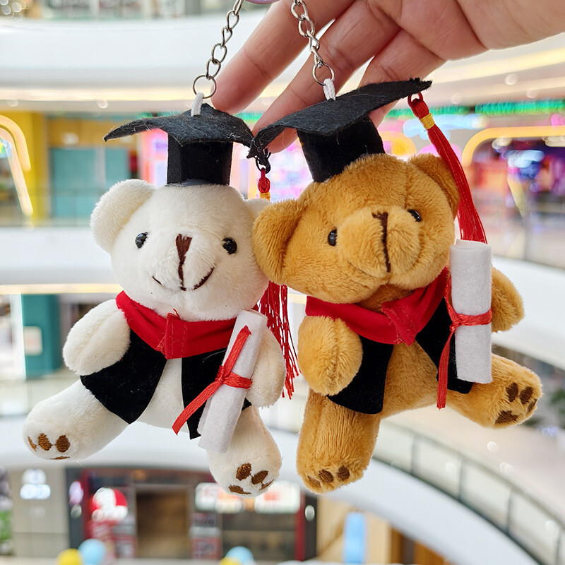 可爱博士熊毛绒玩具公仔挂件钥匙扣毕业礼物学士泰迪熊娃娃小礼品