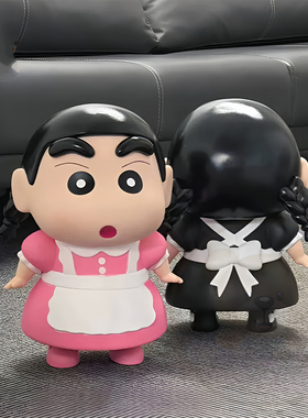 蜡笔小新cos女仆小新潮玩手办生日礼物车载模型桌面摆件