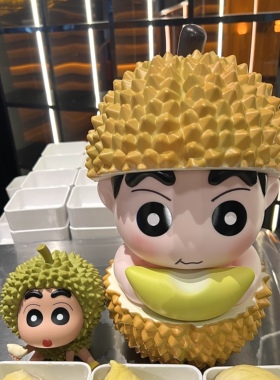 榴莲忘返之蜡笔小新手办吃榴莲小新水果可爱潮玩摆件送朋友礼物