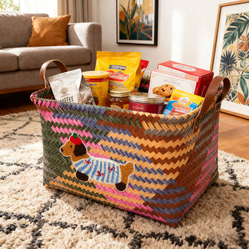零食收纳筐客厅仿藤编杂物收纳篮家用整理玩具筐置物篮编织收纳篮