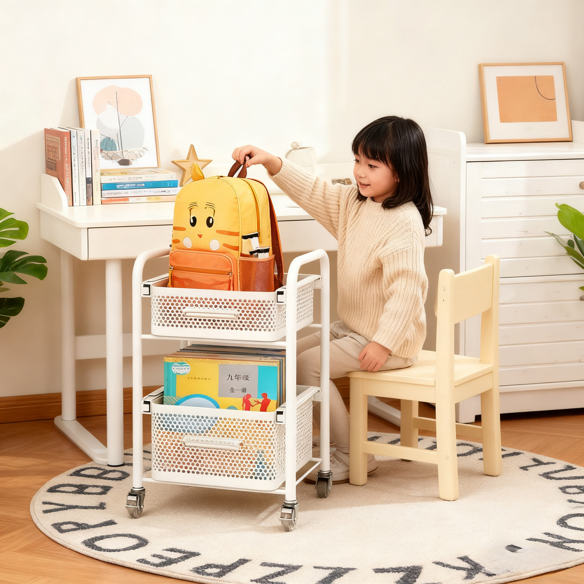 可移动书包置物架学生放书包架