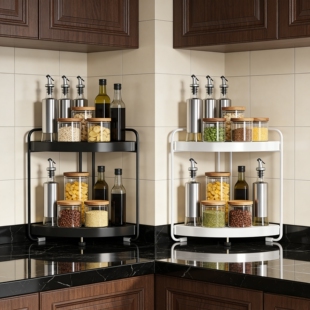 厨房置物架多功能多层收纳架调料品架灶台角落转角锅架台面放置架