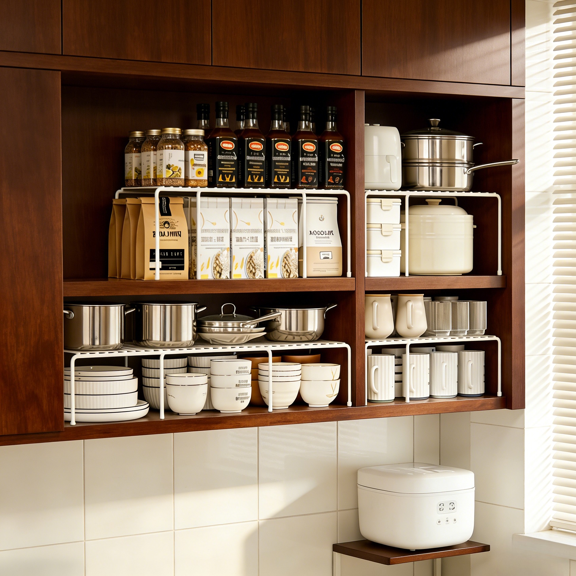 厨房可伸缩置物架柜内分层调料品置物架隔板锅具碗碟多功能收纳架,厨房/烹饪用具,厨房置物架/置物柜/角架,淘宝优惠券,粉丝福利购,淘宝优惠卷