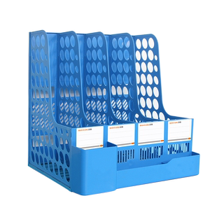 文件架办公室桌面多层收纳盒四联a4文件置物架档案架资料夹子文具整理神器用品大全文件栏带笔筒简易桌面