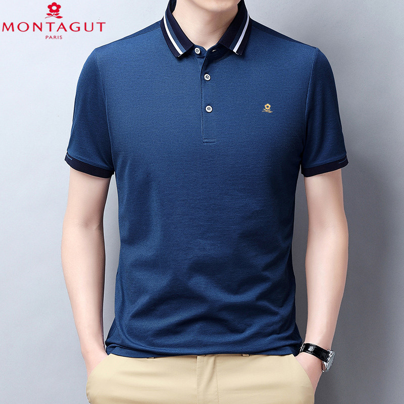 梦特娇男士短袖翻领POLO衫商务休闲2026新款高级感桑蚕丝夏季t恤
